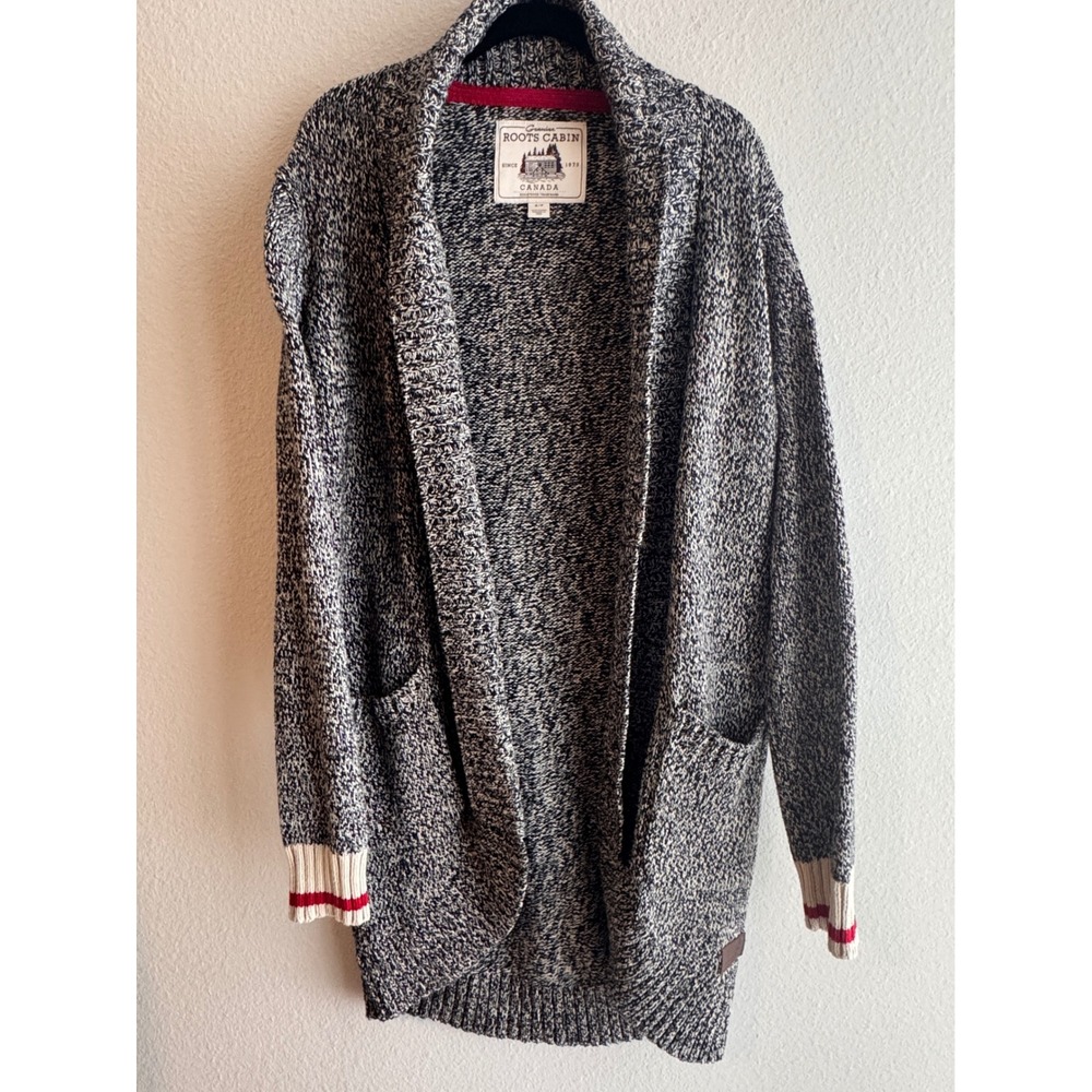 Roots Canada Genuine Cabin Collection Open Front Long Cardigan Sweater Small S